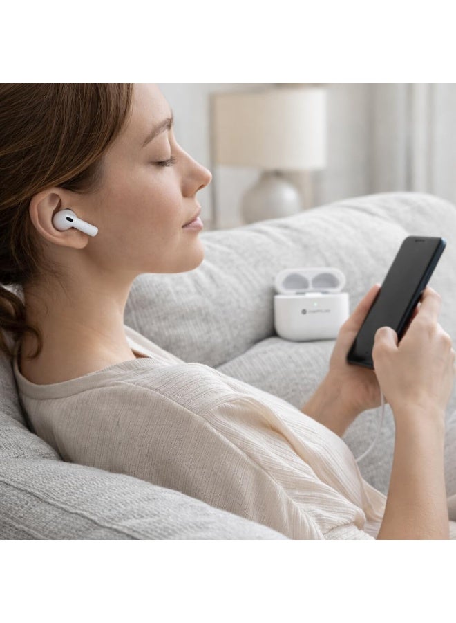 تشابي لاين  Chappeline سماعات رأس لاسلكية ستيريو TWS BL13، بلوتوث 5.3، مع حافظة سيليكون وحزام وكابل شحن Type-C، أبيض، 4 في 1 - Image 4